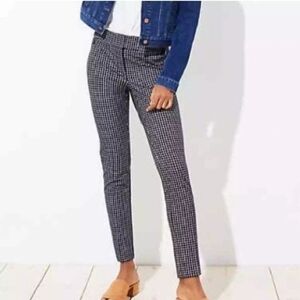 Loft Petites Marisa Skinny Ankle Pants Black White Small Check Plaid Print 10P
